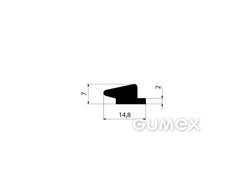 Gumový profil tvarový, 7x14,8mm, 60°ShA, EPDM, -40°C/+100°C, čierny